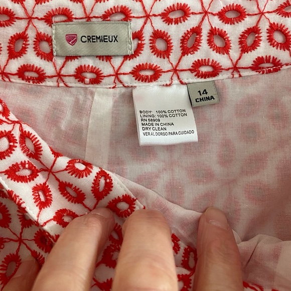 Cremieux Shorts Plus Size 14 Hi-Rise Red & White Shayla Eyelet High Waist NWT - Picture 9 of 9